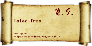 Maier Irma névjegykártya
